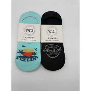 WIT! set of 6 no show one size  no slip grips socks